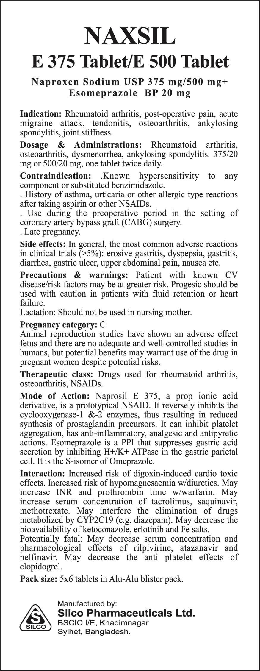 Naproxen Sodium , Esomeprazole Magnesium Trihydrate Silco